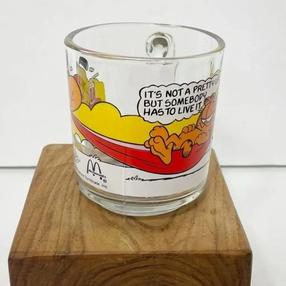 Vintage McDonalds Garfield & Friends Glass Mug 1978 By Anchor Hocking